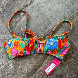 Juniors Tunneled Multi Floral Bikini Top